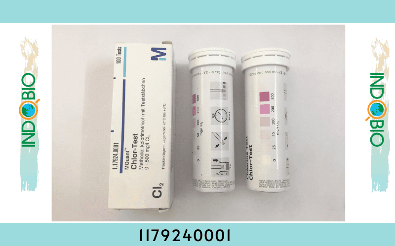 test thử clo dư trong nước với test chlorine Merck Đức thang đo 0-500 ppm